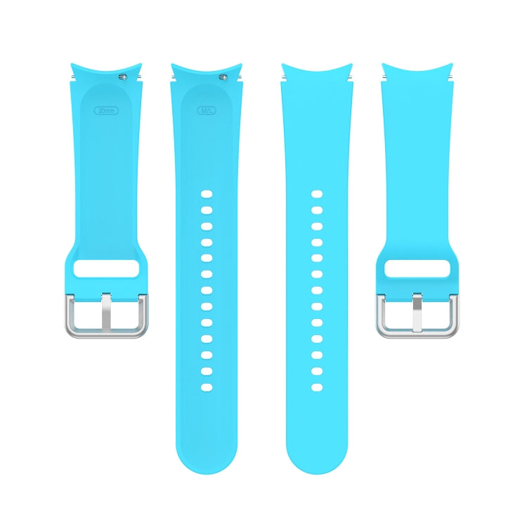 For Samung Galaxy Watch4 40mm / 44mm Silicone Silver Round Buckle Watch Band(Sky Blue) - Watch Bands by buy2fix | Online Shopping UK | buy2fix