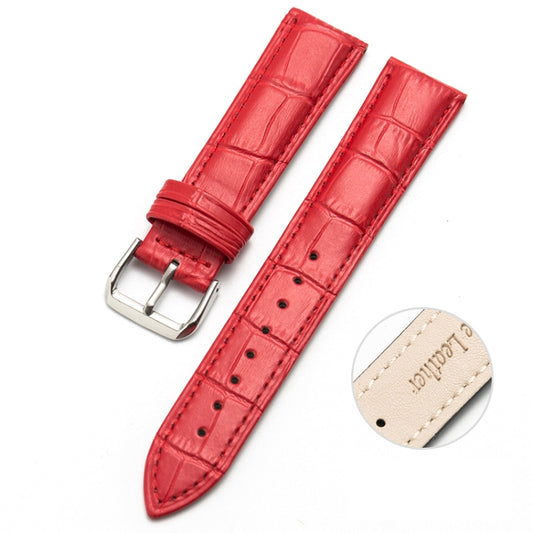 22mm Two-layer Cowhide Leather Bamboo Joint Texture Watch Band(Red) - Watch Bands by buy2fix | Online Shopping UK | buy2fix