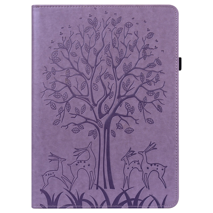 For Samsung Galaxy Tab S2 9.7 Tree & Deer Pattern Pressed Printing Horizontal Flip PU Leather Case with Holder & Card Slots(Purple) - Other Galaxy Tab PC by buy2fix | Online Shopping UK | buy2fix