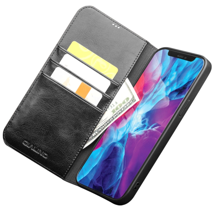 For iPhone 13 QIALINO Horizontal Flip Leather Case with Holder & Card Slots & Wallet(Black) - iPhone 13 Cases by QIALINO | Online Shopping UK | buy2fix