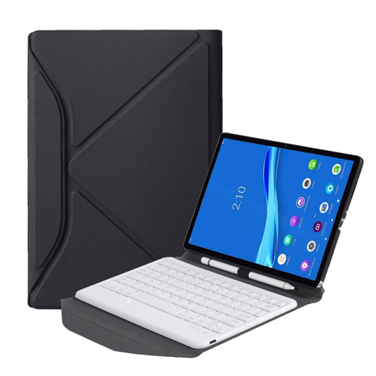 BM10 Diamond Texture Detachable Bluetooth Keyboard Leather Tablet Case with Pen Slot & Triangular Back Support For Lenovo Smart Tab M10 HPD Plus TB-X606F 10.3 inch(Black White) - Lenovo Keyboard by buy2fix | Online Shopping UK | buy2fix