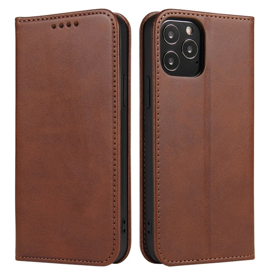 For iPhone 13 Calf Texture Magnetic Horizontal Flip Leather Case with Holder & Card Slots & Wallet(Brown) - iPhone 13 Cases by buy2fix | Online Shopping UK | buy2fix