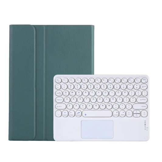 Y0N5-A TPU Tablet Case Lambskin Texture Round Keycap Bluetooth Keyboard Leather Tablet Case with Holder & Touchpad For Xiaomi Pad 5 / 5 Pro(Dark Green) - Others Keyboard by buy2fix | Online Shopping UK | buy2fix