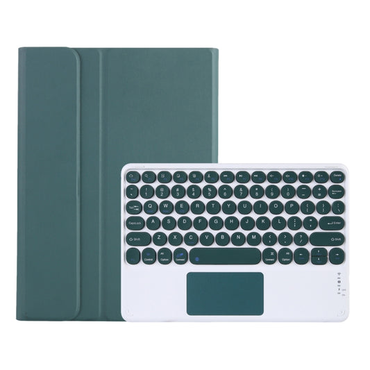 Y0N5-A TPU Tablet Case Lambskin Texture Round Keycap Bluetooth Keyboard Leather Tablet Case with Holder & Touchpad For Xiaomi Pad 5 / 5 Pro(Dark Green + Dark Green) - Others Keyboard by buy2fix | Online Shopping UK | buy2fix