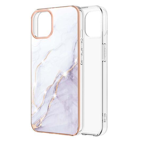 For iPhone 13 Pro Electroplating Marble Pattern Dual-side IMD TPU Shockproof Case (White 006) - iPhone 13 Pro Cases by buy2fix | Online Shopping UK | buy2fix