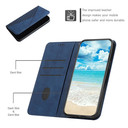 For iPhone X / XS Diamond Pattern Splicing Skin Feel Magnetic Horizontal Flip Leather Case with Card Slots & Holder & Wallet(Blue) - More iPhone Cases by buy2fix | Online Shopping UK | buy2fix