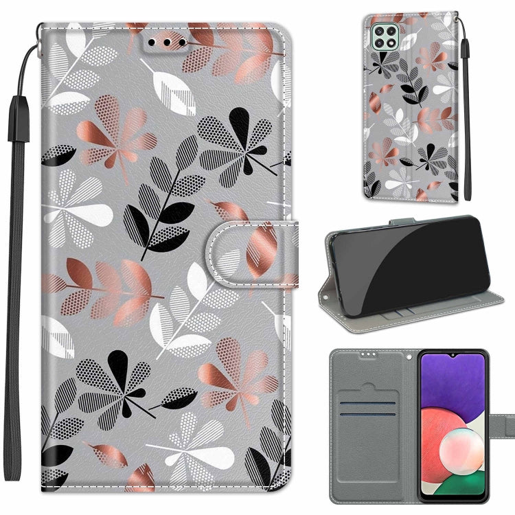 Voltage Coloured Drawing Magnetic Clasp Horizontal Flip PU Leather Case with Holder & Card Slots For Samsung Galaxy A22 5G(C19 Material Flower) - Galaxy Phone Cases by buy2fix | Online Shopping UK | buy2fix