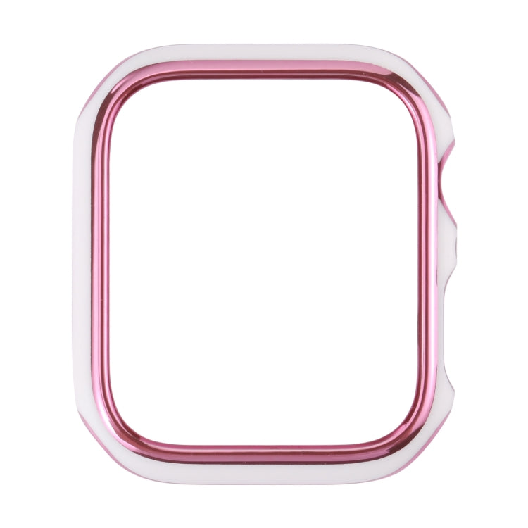 Dual-color Electroplating PC Protective Watch Case For Apple Watch Series 3 & 2 & 1 38mm(Pink Edge + White Base) - Watch Cases by buy2fix | Online Shopping UK | buy2fix
