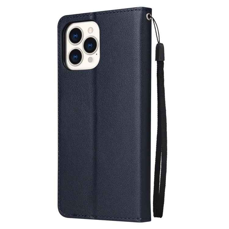 For iPhone 13 Pro Multifunctional Horizontal Flip Leather Case, with Three Card Slot & Holder & Photo Frame & Lanyard (Navy) - iPhone 13 Pro Cases by buy2fix | Online Shopping UK | buy2fix