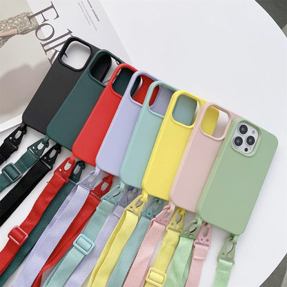 For iPhone 11 Elastic Silicone Protective Case with Wide Neck Lanyard (Dark Green) - iPhone 11 Cases by buy2fix | Online Shopping UK | buy2fix