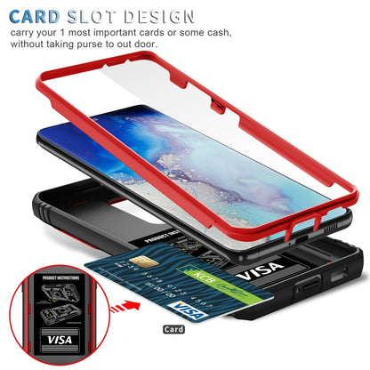 For Samsung Galaxy S21 Ultra 5G Sliding Camera Cover Design TPU + PC Protective Case with 360 Degree Rotating Holder & Card Slot(Red+Black) - Galaxy S21 Ultra 5G Cases by buy2fix | Online Shopping UK | buy2fix