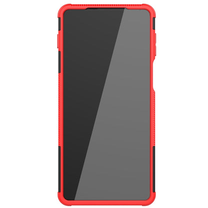 For Motorola Edge 20 Pro Tire Texture Shockproof TPU+PC Protective Case with Holder(Red) - Motorola Cases by buy2fix | Online Shopping UK | buy2fix