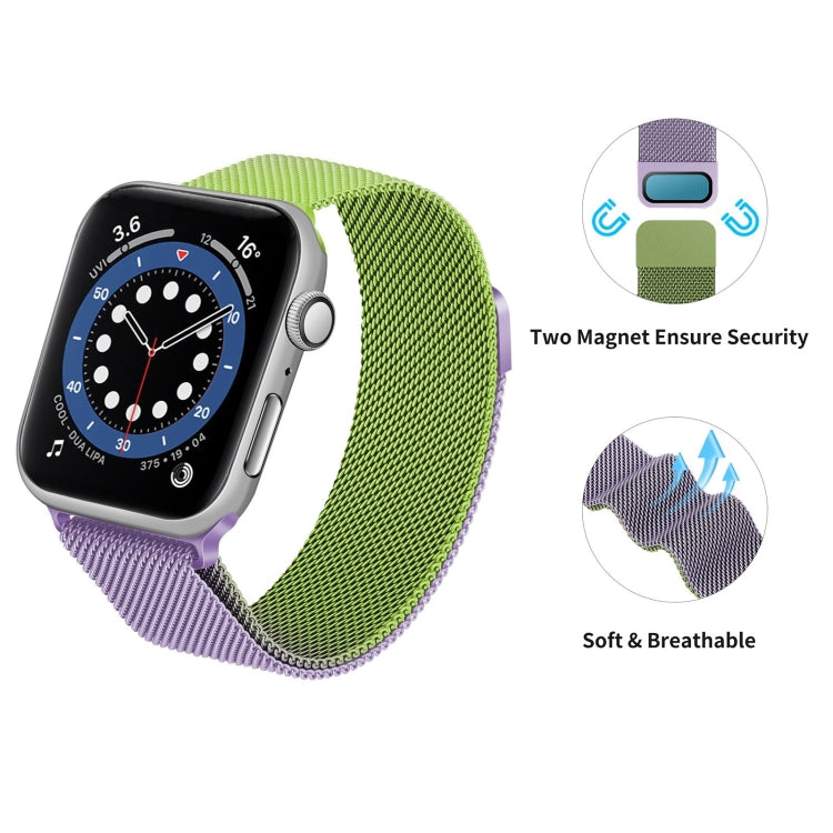 Gradient Color Milan Watch Band For Apple Watch Series 7 41mm/6&SE&5&4 40mm/3&2&1 38mm(Purple Green) - Watch Bands by buy2fix | Online Shopping UK | buy2fix