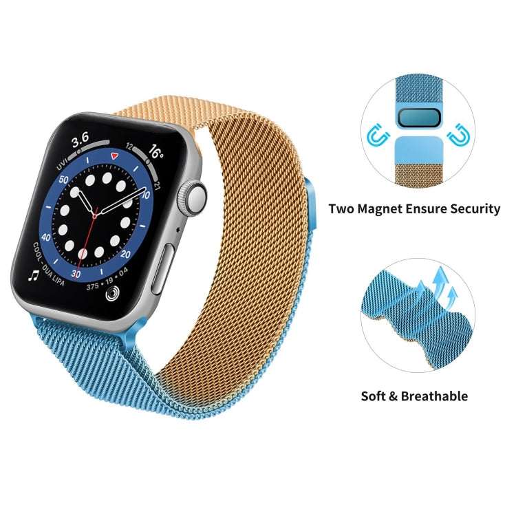 Gradient Color Milan Watch Band For Apple Watch Series 7 41mm/6&SE&5&4 40mm/3&2&1 38mm(Blue Rose Gold) - Watch Bands by buy2fix | Online Shopping UK | buy2fix