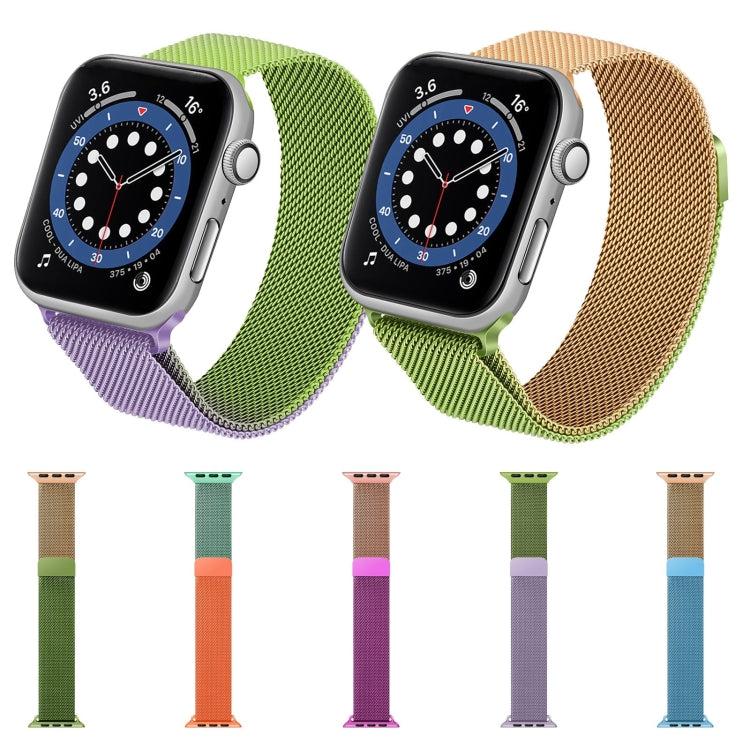 Gradient Color Milan Watch Band For Apple Watch Series 7 41mm/6&SE&5&4 40mm/3&2&1 38mm(Purple Green) - Watch Bands by buy2fix | Online Shopping UK | buy2fix