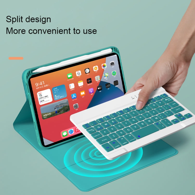 HK006 Square Keys Detachable Bluetooth Keyboard Leather Tablet Case with Holder for iPad mini 6(Dark Green) - For iPad mini by buy2fix | Online Shopping UK | buy2fix