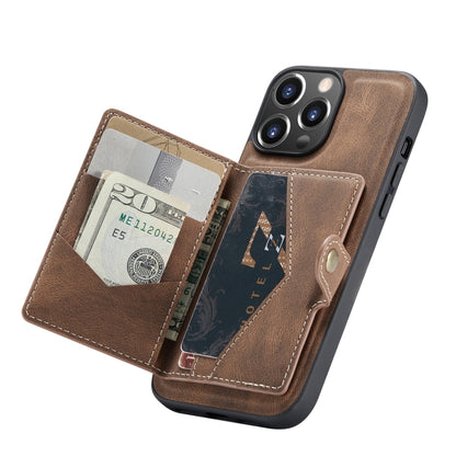 For iPhone 13 Pro JEEHOOD Retro Magnetic Detachable Protective Case with Wallet & Card Slot & Holder (Brown) - iPhone 13 Pro Cases by JEEHOOD | Online Shopping UK | buy2fix