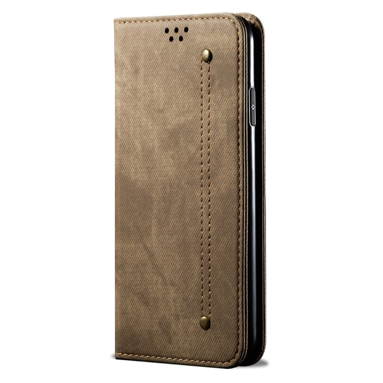 For Xiaomi Mi CC9 / Mi 9 Lite Denim Texture Casual Style Horizontal Flip Leather Case with Holder & Card Slots & Wallet(Khaki) - Xiaomi Cases by buy2fix | Online Shopping UK | buy2fix