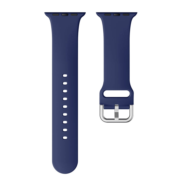 Single-color Silicone Buckle Strap Watch Band For Apple Watch Series 9&8&7 41mm / SE 3&SE 2&6&SE&5&4 40mm / 3&2&1 38mm(Midnight Blue) - Watch Bands by buy2fix | Online Shopping UK | buy2fix