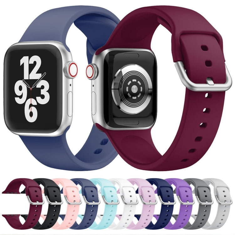 Single-color Silicone Buckle Strap Watch Band For Apple Watch Series 9&8&7 41mm / SE 3&SE 2&6&SE&5&4 40mm / 3&2&1 38mm(Dark Purple) - Watch Bands by buy2fix | Online Shopping UK | buy2fix