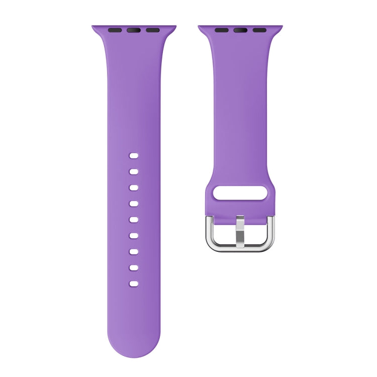 Single-color Silicone Buckle Strap Watch Band For Apple Watch Ultra 49mm&Watch Ultra 2 49mm / Series 9&8&7 45mm / SE 3&SE 2&6&SE&5&4 44mm / 3&2&1 42mm(Dark Purple) - Watch Bands by buy2fix | Online Shopping UK | buy2fix