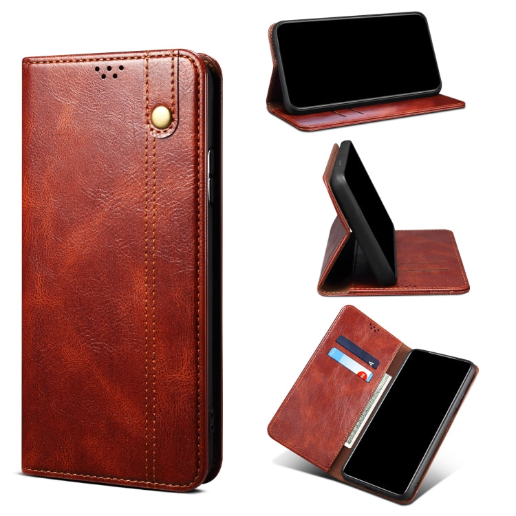 For Xiaomi 11T Pro Simple Wax Crazy Horse Texture Horizontal Flip Leather Case with Card Slots & Holder & Wallet(Brown) - Xiaomi Cases by buy2fix | Online Shopping UK | buy2fix