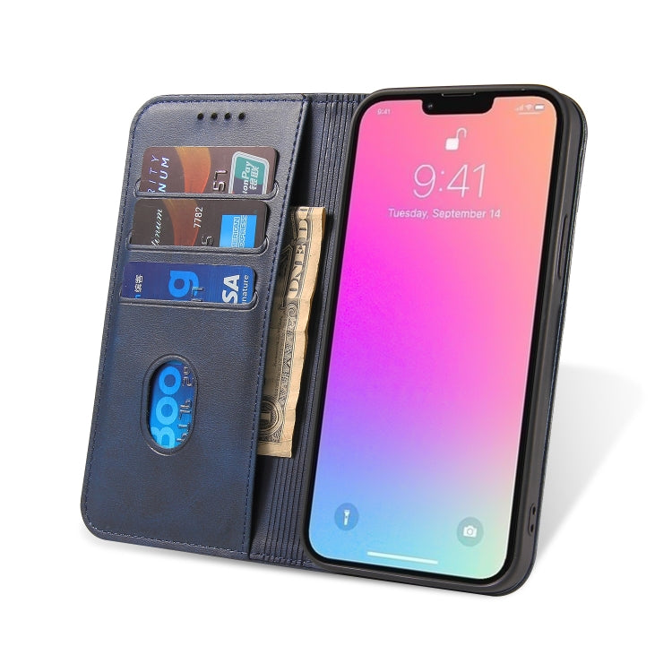 For iPhone 12 Pro Max Calf Texture Magnetic Horizontal Flip Leather Case with Holder & Card Slots & Wallet(Blue) - iPhone 12 Pro Max Cases by buy2fix | Online Shopping UK | buy2fix