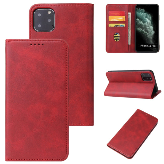 For iPhone 11 Calf Texture Magnetic Horizontal Flip Leather Case with Holder & Card Slots & Wallet (Red) - iPhone 11 Cases by buy2fix | Online Shopping UK | buy2fix