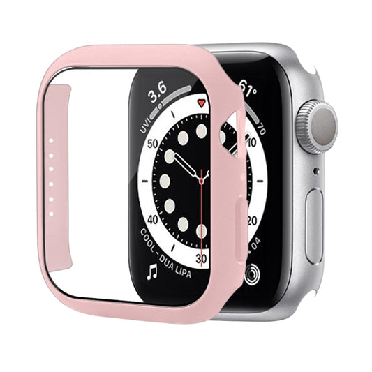 Shockproof PC Protective Case with Tempered Glass Film For Apple Watch Series 8 / 7 41mm(Pink) - Watch Cases by buy2fix | Online Shopping UK | buy2fix