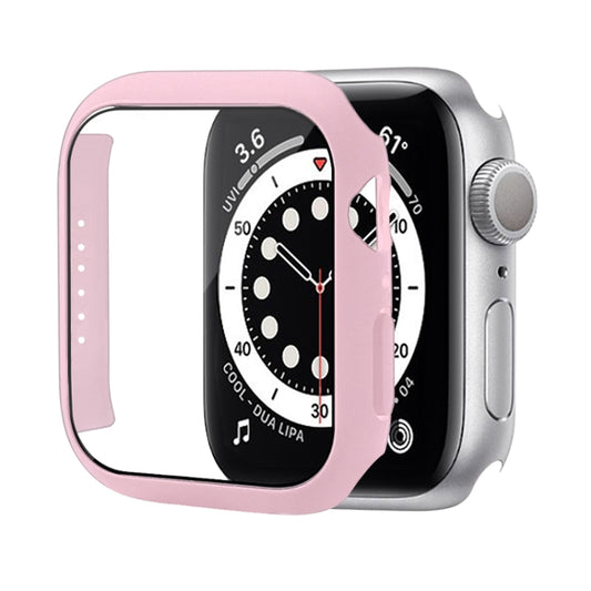 Shockproof PC Protective Case with Tempered Glass Film For Apple Watch Series 8 / 7 41mm(Red Pink) - Watch Cases by buy2fix | Online Shopping UK | buy2fix