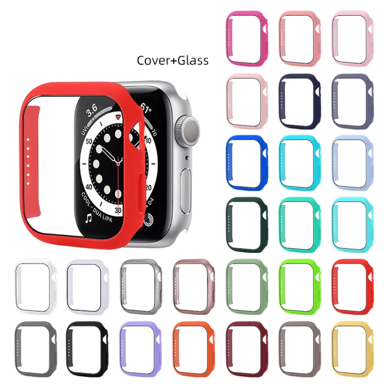 Shockproof PC Protective Case with Tempered Glass Film For Apple Watch Series 8 / 7 45mm(White) - Watch Cases by buy2fix | Online Shopping UK | buy2fix