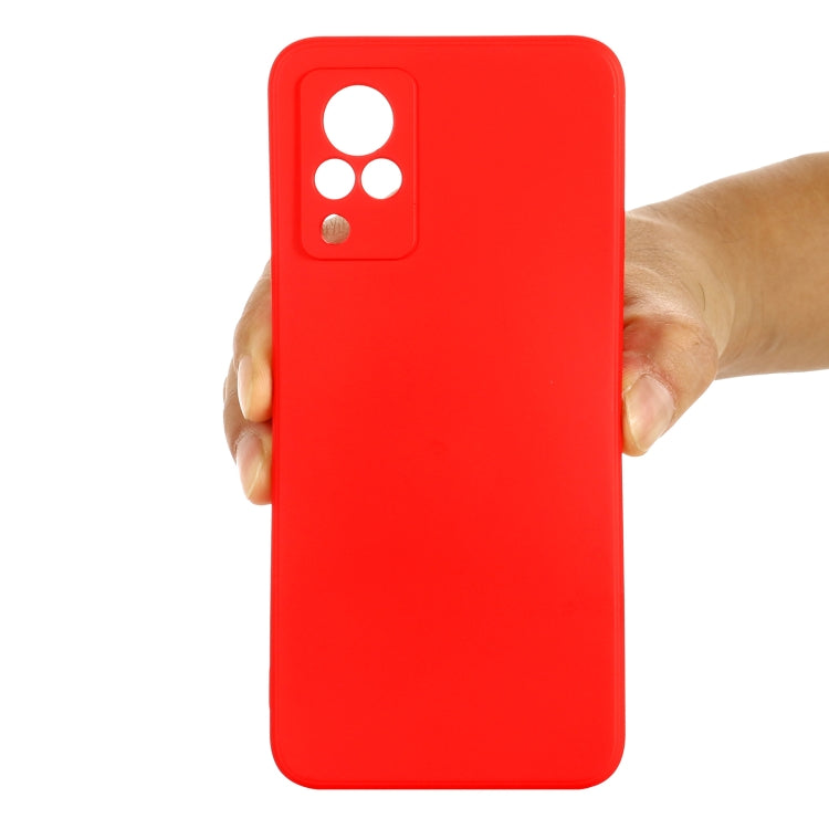 For vivo V21 5G / 4G Solid Color Liquid Silicone Shockproof Full Coverage Protective Case(Red) - vivo Cases by buy2fix | Online Shopping UK | buy2fix