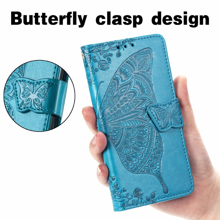 For Blackview A100 Butterfly Love Flower Embossed Horizontal Flip Leather Case with Holder & Card Slots & Wallet & Lanyard(Blue) - More Brand by buy2fix | Online Shopping UK | buy2fix