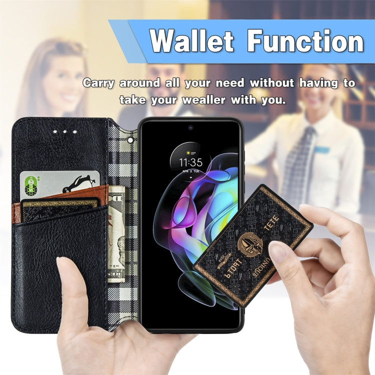 For Motorola Edge 20 Cubic Grid Pressed Horizontal Flip Magnetic PU Leather Case with Holder & Card Slots & Wallet(Black) - Motorola Cases by buy2fix | Online Shopping UK | buy2fix