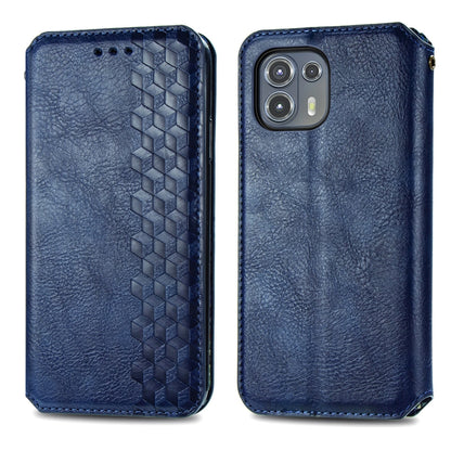 For Motorola Edge 20 Lite Cubic Grid Pressed Horizontal Flip Magnetic PU Leather Case with Holder & Card Slots & Wallet(Blue) - Motorola Cases by buy2fix | Online Shopping UK | buy2fix