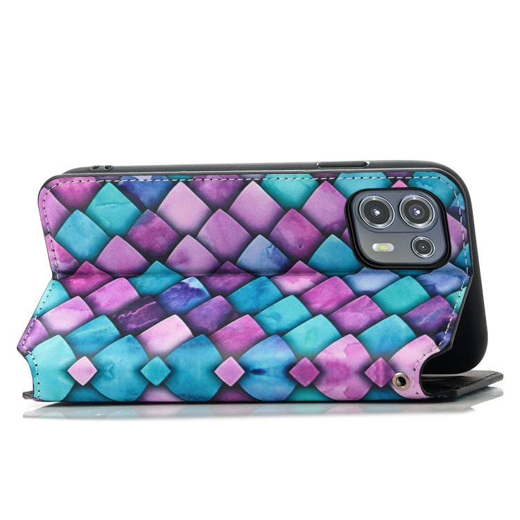 For Motorola Edge 20 Lite Colorful Magnetic Horizontal Flip PU Leather Case with Holder & Card Slot & Wallet(Purple Scales) - Motorola Cases by buy2fix | Online Shopping UK | buy2fix