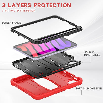 For iPad mini 6 3-Layer Protection Screen Frame + PC + Silicone Shockproof Combination Tablet Case with Holder(Red+Black) - iPad mini 6 Cases by buy2fix | Online Shopping UK | buy2fix