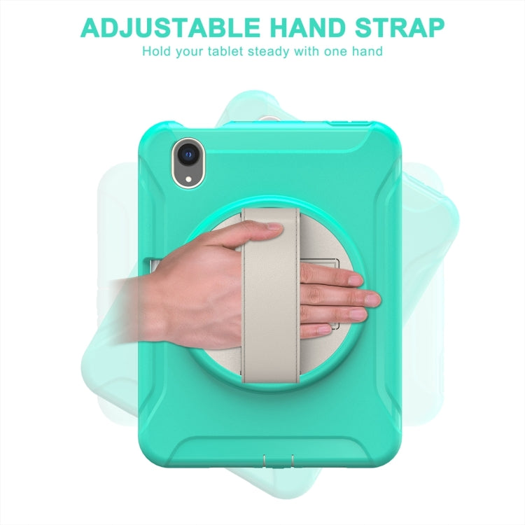 For iPad mini 6 360 Degree Rotation PC + TPU Protective Tablet Case with Holder & Hand-strap(Mint Green) - iPad mini 6 Cases by buy2fix | Online Shopping UK | buy2fix