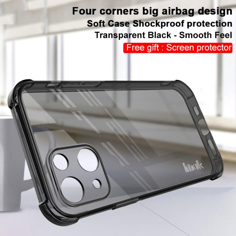 For iPhone 13 IMAK All-inclusive Shockproof Airbag TPU Phone Case with Screen Protector(Transparent Black) - iPhone 13 Cases by imak | Online Shopping UK | buy2fix