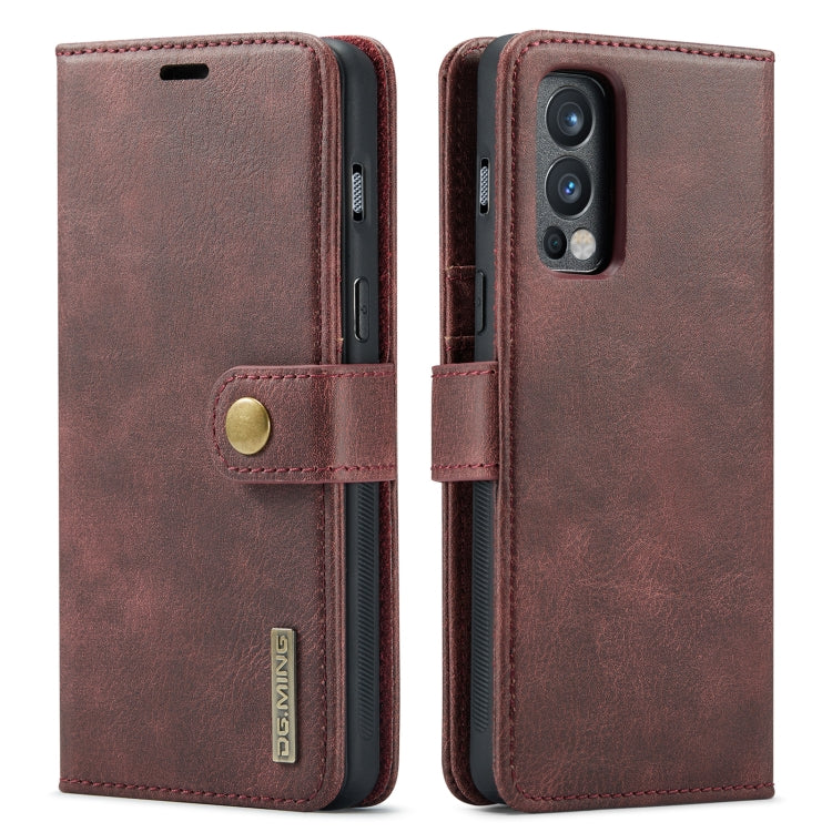 For OnePlus Nord N200 5G DG.MING Crazy Horse Texture Flip Detachable Magnetic Leather Case with Holder & Card Slots & Wallet(Red) - OnePlus Cases by DG.MING | Online Shopping UK | buy2fix