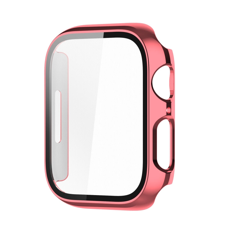 Electroplating Shockproof PC Protective Case with Tempered Glass Film For Apple Watch Series 9 / 8 / 7 45mm(Rose Gold) - Watch Cases by buy2fix | Online Shopping UK | buy2fix