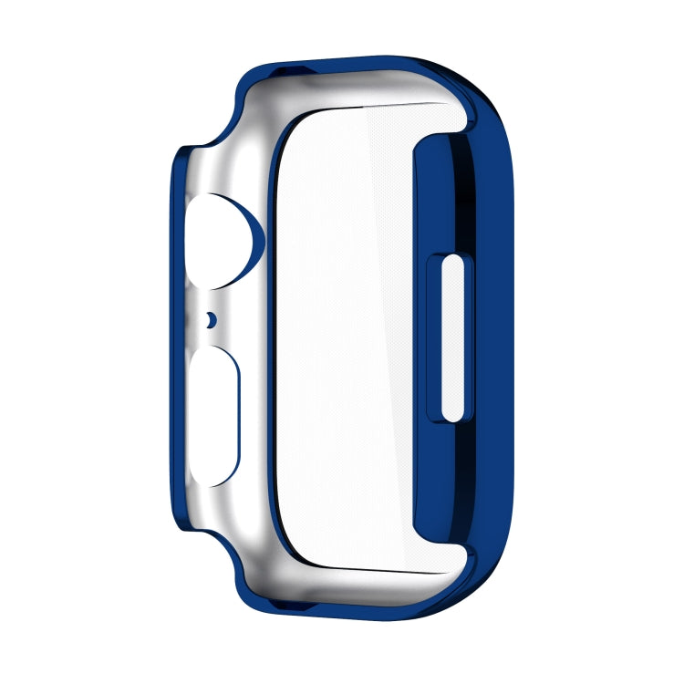 Electroplating Shockproof PC Protective Case with Tempered Glass Film For Apple Watch Series 9 / 8 / 7 45mm(Starry Blue) - Watch Cases by buy2fix | Online Shopping UK | buy2fix