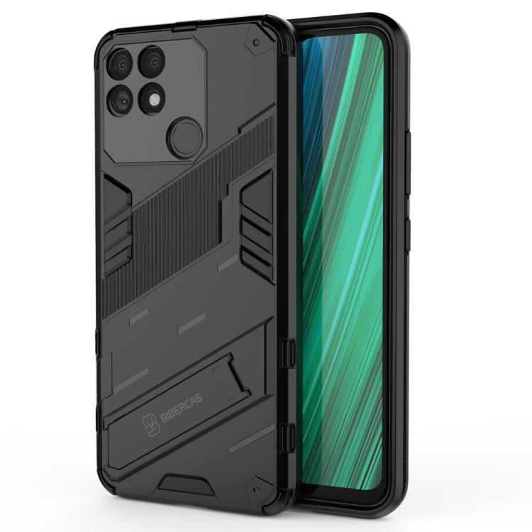 For OPPO Realme Narzo 50A Punk Armor 2 in 1 PC + TPU Shockproof Phone Case with Invisible Holder(Black) - Realme Cases by buy2fix | Online Shopping UK | buy2fix