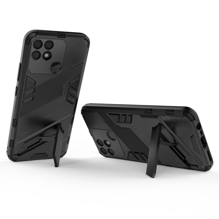 For OPPO Realme Narzo 50A Punk Armor 2 in 1 PC + TPU Shockproof Phone Case with Invisible Holder(Black) - Realme Cases by buy2fix | Online Shopping UK | buy2fix