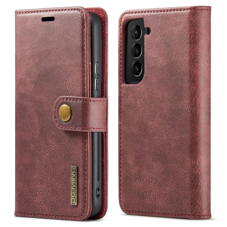 For Samsung Galaxy S22 5G DG.MING Crazy Horse Texture Detachable Magnetic Leather Phone Case(Red) - Galaxy S22 5G Cases by DG.MING | Online Shopping UK | buy2fix