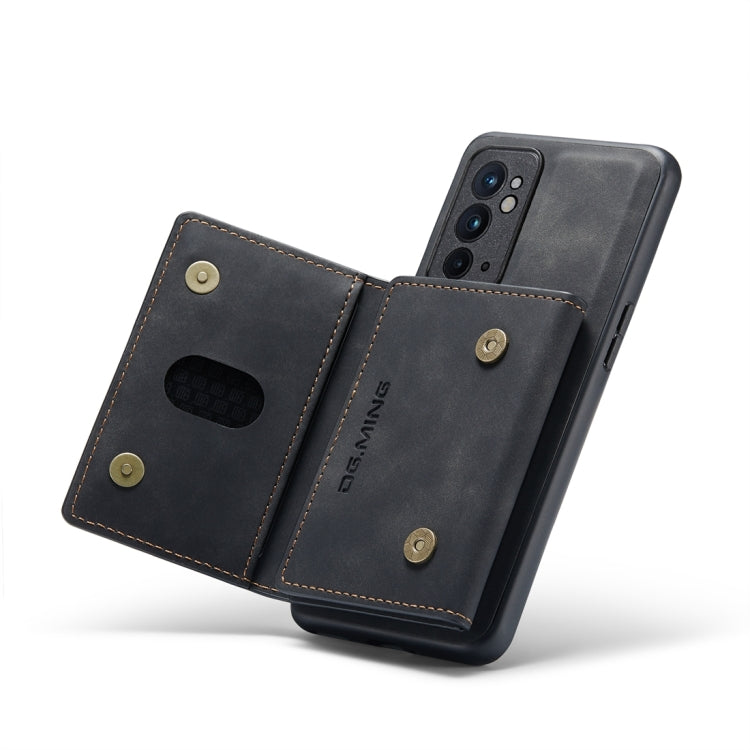 For OnePlus 9RT 5G DG.MING M2 Series 3-Fold Multi Card Bag Back Cover Leather Phone Case(Black) - OnePlus Cases by DG.MING | Online Shopping UK | buy2fix