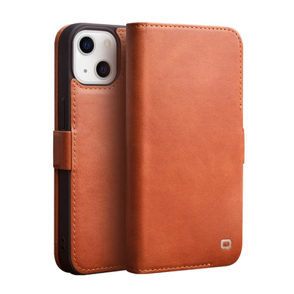 For iPhone 13 mini QIALINO Magnetic Buckle Leather Phone Case (Brown) - iPhone 13 mini Cases by QIALINO | Online Shopping UK | buy2fix