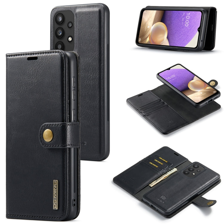 For Samsung Galaxy A33 5G DG.MING Crazy Horse Texture Detachable Magnetic Leather Phone Case(Black) - Galaxy Phone Cases by DG.MING | Online Shopping UK | buy2fix