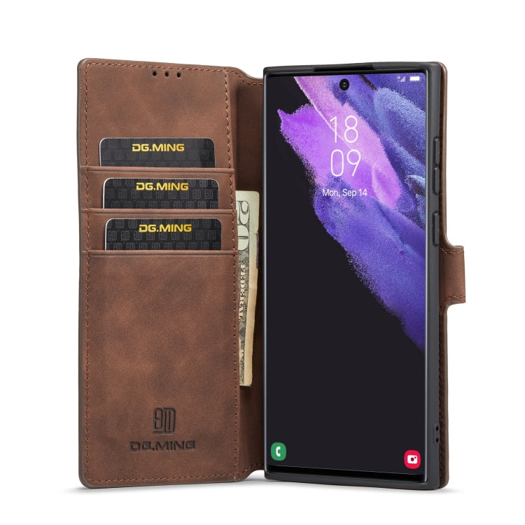 For Samsung Galaxy S22 Ultra DG.MING Retro Oil Side Horizontal Flip Leather Case with Holder & Card Slots & Wallet(Coffee) - Galaxy S22 Ultra 5G Cases by DG.MING | Online Shopping UK | buy2fix