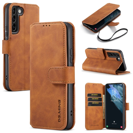 For Samsung Galaxy S22+ DG.MING Retro Oil Side Horizontal Flip Leather Case with Holder & Card Slots & Wallet(Brown) - Galaxy S22+ 5G Cases by DG.MING | Online Shopping UK | buy2fix